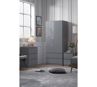Fwstyle Stora 2 Door 2 Drawer Wardrobe Grey Gloss (H) 180.5 (W) 80 (D) 50Cm Grey