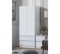 Fwstyle Stora 2 Door 2 Drawer Wardrobe White (H) 180.5 (W) 80 (D) 50Cm White