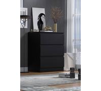 Fwstyle Stora 3 Drawer Black Chest Of Drawers (H) 77 (W) 60 (D) 40Cm Black