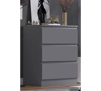 Fwstyle Stora 3 Drawer Dark Grey Chest Of Drawers (H) 77 (W) 60 (D) 40Cm