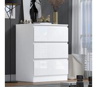 Fwstyle Stora 3 Drawer White Gloss Chest Of Drawers (H) 77 (W) 60 (D) 40Cm Extra Deep 14Cm Drawers