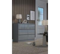 FWStyle Stora 7 Drawer Merchant Chest High Gloss Grey Chest Of Drawers FWStyle Grey