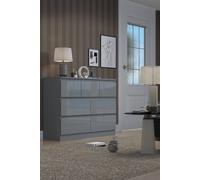 Fwstyle Stora 7 Drawer Merchant Chest High Gloss Grey Chest Of Drawers Grey