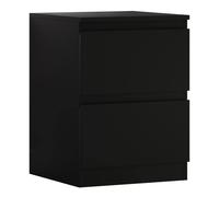 Fwstyle Stora Black 2 Drawer Bedside Chest Table Nightstand Deep Drawers Black