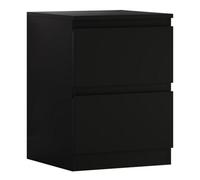 Fwstyle Stora Black 2 Drawer Bedside Chest Table Nightstand (H) 55Cm (W) 40Cm (D) 40Cm Extra Deep Drawers