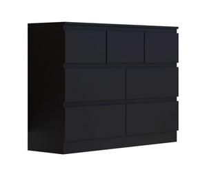Fwstyle Stora Black 7 Drawer Merchant Chest Of Drawers (H) 86Cm (W) 106Cm (D) 40Cm Extra Deep Drawers