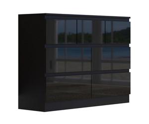Fwstyle Stora Black Gloss 7 Drawer Merchant Chest Of Extra Deep Drawers (H) 86Cm (W) 106Cm (D) 40Cm