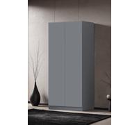 Fwstyle Stora Dark Grey 2 Door Double Wardrobe Push To Open Soft Close (H) 180 (W) 80 (D) 50Cm Dark Grey One Size