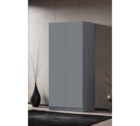 Dark Grey 2 Door Double Wardrobe Push Open Soft Close Scratch Resistant FWStyle Dark Grey One Size