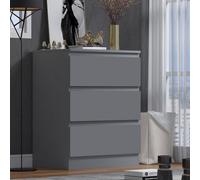 Fwstyle Stora Dark Grey 3 Drawer Chest Of Drawers (H) 77 (W) 60 (D) 40Cm Extra Deep Drawers