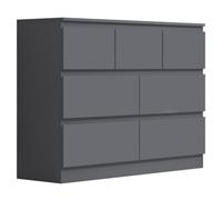 Fwstyle Stora Dark Grey 7 Drawer Merchant Chest Of Extra Deep Drawers (H) 86Cm (W) 106Cm (D) 40Cm