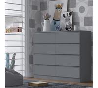 Fwstyle Stora Dark Grey 8 Drawer Chest (H) 99Cm (W) 110Cm (D) 40Cm - Extra Deep 14Cm Drawers