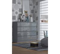 Fwstyle Stora Gloss 8 Drawer Modern Chest Of Drawers Extra Deep Storage Space In Grey
