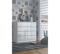FWStyle Stora Gloss 8 Drawer Modern Chest Of Drawers Extra Deep Storage Space in White FWStyle White