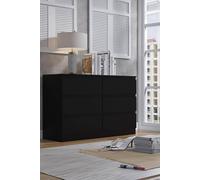 Fwstyle Stora Matt 6 Drawer Chest (H) 77 (W) 110 (D) 40Cm Extra Deep Drawers In Black Black