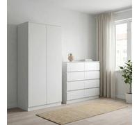 Fwstyle Stora White 2 Door Double Soft Close Wardrobe Push Open Close (H) 180 (W) 80 (D) 50Cm