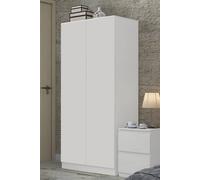 Fwstyle Stora White 2 Door Double Wardrobe Push To Open Soft Close (H) 180 (W) 80 (D) 50Cm White One Size