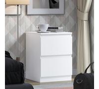 Fwstyle Stora White 2 Drawer Bedside Chest Of Drawers Table Nightstand (H) 55Cm (W) 40Cm (D) 40Cm Extra Deep Drawers