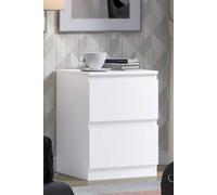 Fwstyle Stora White 2 Drawer Bedside Chest Table Nightstand Deep Drawers White