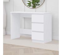 Fwstyle Stora White 3 Drawer Dressing Table, Make Up Vanity Table & Desk (H) 72Cm (W) 99Cm (D) 40Cm
