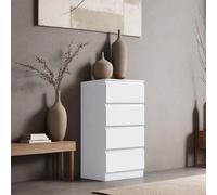 Fwstyle Stora White 4 Drawer Chest Of Drawers Tall Bedroom Furniture (H) 99 ( W) 40 (D) 40Cm - Extra Deep Drawers