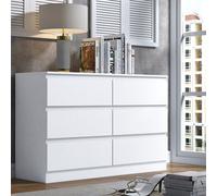 Fwstyle Stora White 6 Drawer Chest (H) 77Cm (W) 110Cm (D) 40Cm - Extra Deep 14Cm Drawers