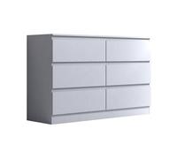 Fwstyle Stora White 6 Drawer Chest Of Drawers (H) 77Cm (W) 110Cm (D) 40Cm Extra Deep Drawers