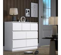 Fwstyle Stora White 7 Drawer Merchant Chest (H) 86Cm (W) 106Cm (D) 40Cm Extra Deep Drawers