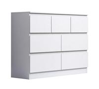 Fwstyle Stora White 7 Drawer Merchant Chest Of Extra Deep Drawers (H) 86Cm (W) 106Cm (D) 40Cm