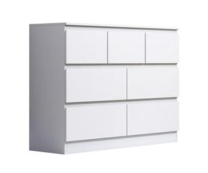 Fwstyle Stora White 7 Drawer Merchant Chest Of Extra Deep Drawers (H) 86Cm (W) 106Cm (D) 40Cm