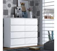 Fwstyle Stora White 8 Drawer Chest Of Drawers (H) 99Cm (W) 110Cm (D) 40Cm