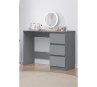 Large 3 Drawer Home Office Desk Dressing Table Scratch Resistant FWStyle Dark Grey One Size