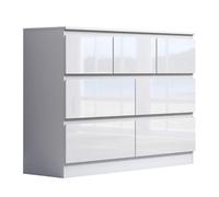 Fwstyle Stora White Gloss 7 Drawer Merchant Chest Of Extra Deep Drawers (H) 86Cm (W) 106Cm (D) 40Cm