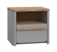 FWSTYLE Surfinio Grey 1 Drawer 1 Open Shelf Bedside Cabinet