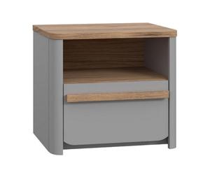 FWSTYLE Surfinio Grey 1 Drawer 1 Open Shelf Bedside Cabinet