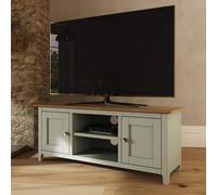Fwstyle Taberno 2 Door Sage Green & Oak Ready Assembled Tv Unit Media Stand (H) 44 (W) 110 (D) 35Cm
