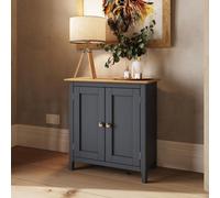 Fwstyle Taberno 2 Door Sideboard Storage Cabinet Graphite Blue & Oak (H) 67 (W) 65 (D) 33Cm