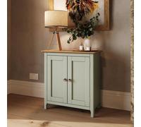 Fwstyle Taberno 2 Door Sideboard Storage Cabinet Sage Green & Oak (H) 67 (W) 65 (D) 33Cm