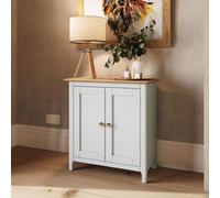 Fwstyle Taberno 2 Door Sideboard Storage Cabinet White Linen & Oak (H) 67 (W) 65 (D) 33Cm