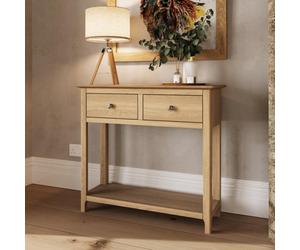 Fwstyle Taberno 2 Drawer Console Hall Table Natural Oak (H) 76 (W) 85 (D) 30Cm
