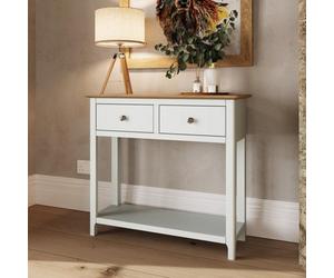 Fwstyle Taberno 2 Drawer Console Hall Table White Linen (H) 76 (W) 85 (D) 30Cm