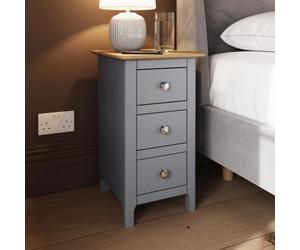 Fwstyle Taberno 3 Drawer Bedside Table Chest Dove Grey (H) 58 (W) 34 (D) 35Cm