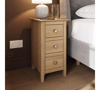 Fwstyle Taberno 3 Drawer Bedside Table Chest Natural Oak (H) 58 (W) 34 (D) 35Cm