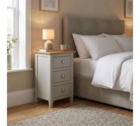 Fwstyle Taberno 3 Drawer Bedside Table Chest Nightstand Sage Green & Oak (H) 58 (W) 34 (D) 35Cm