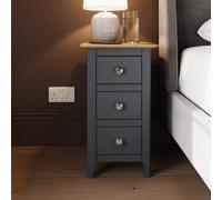 Fwstyle Taberno 3 Drawer Bedside Table Chest Of Drawers Graphite Blue (H) 58 (W) 34 (D) 35Cm