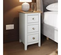 Fwstyle Taberno 3 Drawer Bedside Table Chest Of Drawers White Linen (H) 58 (W) 34 (D) 35Cm