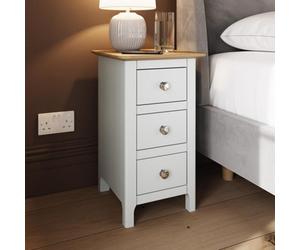 Fwstyle Taberno 3 Drawer Bedside Table Chest Of Drawers White Linen (H) 58 (W) 34 (D) 35Cm