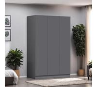 Fwstyle Triple 3 Door Push To Open Wardrobe Dark Grey (H) 180 (W) 120 (D) 50Cm