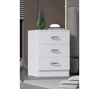 Tunis 3 Drawer Bedside Chest - Matte White, white