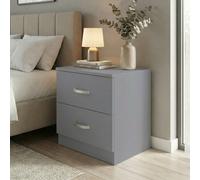Fwstyle Tunis Grey 2 Drawer Bedside Table Chest (H) 47Cm (W) 40Cm (D) 39Cm
